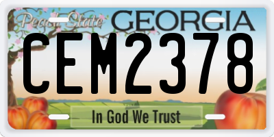 GA license plate CEM2378