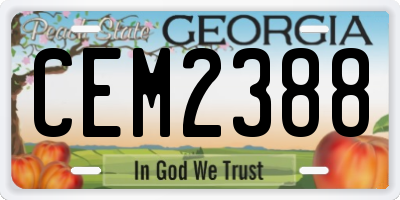 GA license plate CEM2388
