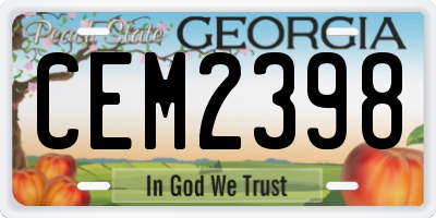GA license plate CEM2398
