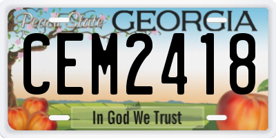 GA license plate CEM2418