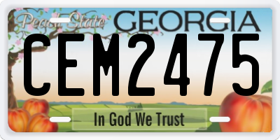 GA license plate CEM2475