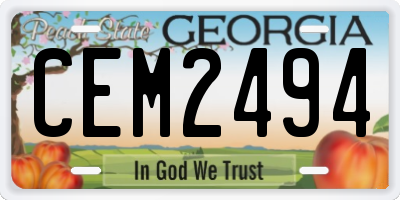 GA license plate CEM2494