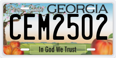GA license plate CEM2502