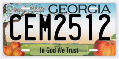 GA license plate CEM2512