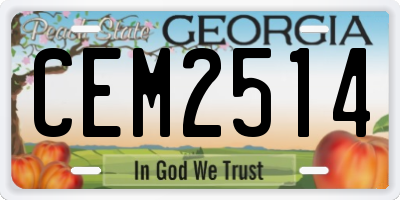 GA license plate CEM2514