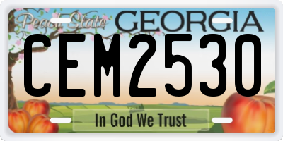 GA license plate CEM2530