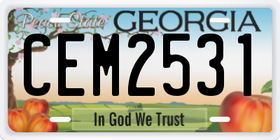GA license plate CEM2531