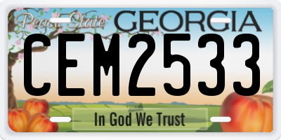 GA license plate CEM2533