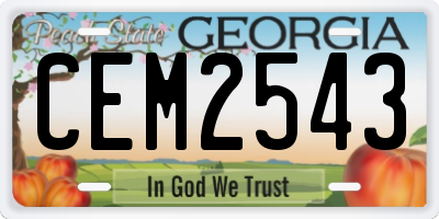 GA license plate CEM2543