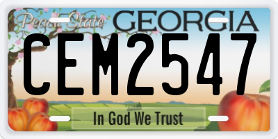 GA license plate CEM2547