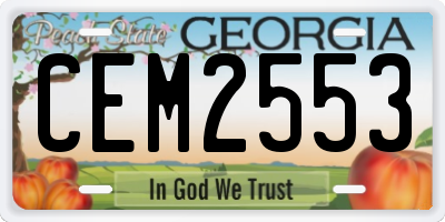 GA license plate CEM2553