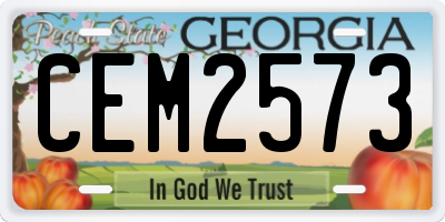 GA license plate CEM2573