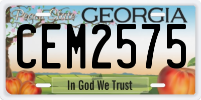 GA license plate CEM2575