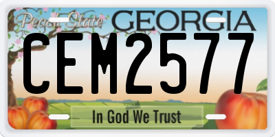 GA license plate CEM2577