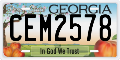 GA license plate CEM2578