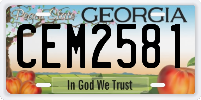 GA license plate CEM2581