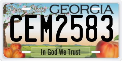 GA license plate CEM2583