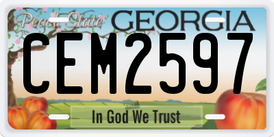 GA license plate CEM2597