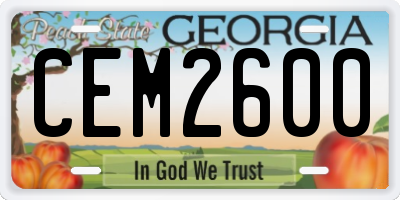 GA license plate CEM2600