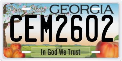 GA license plate CEM2602