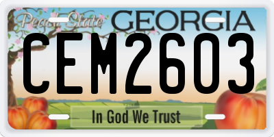 GA license plate CEM2603