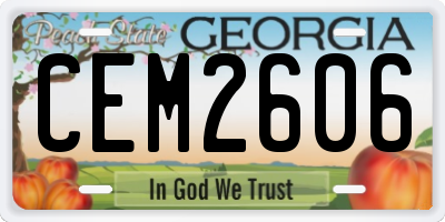 GA license plate CEM2606