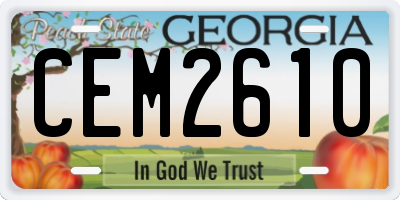 GA license plate CEM2610