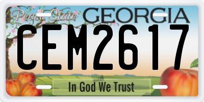 GA license plate CEM2617