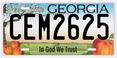 GA license plate CEM2625