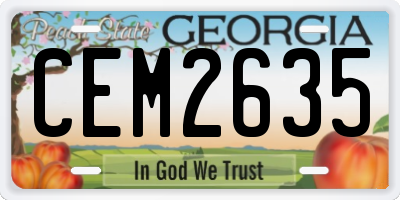 GA license plate CEM2635