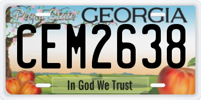 GA license plate CEM2638