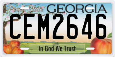GA license plate CEM2646