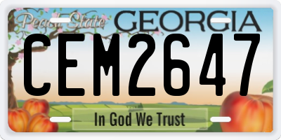 GA license plate CEM2647