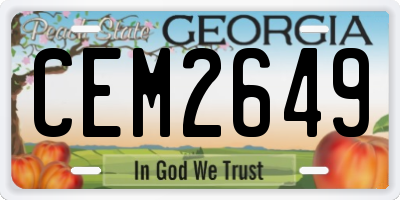GA license plate CEM2649