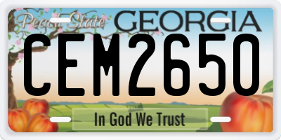 GA license plate CEM2650