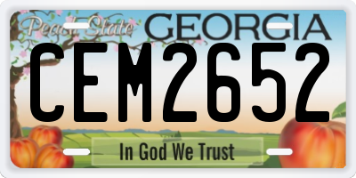 GA license plate CEM2652