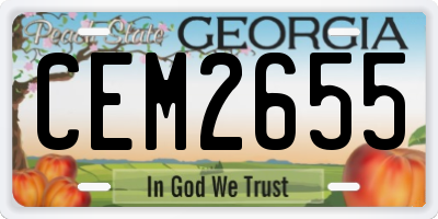 GA license plate CEM2655