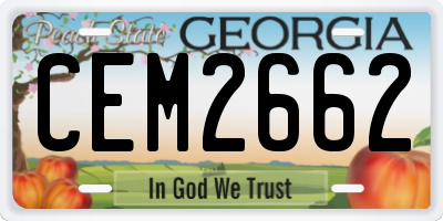 GA license plate CEM2662