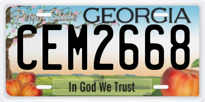 GA license plate CEM2668