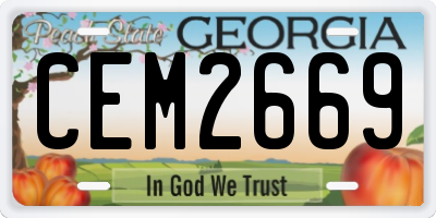 GA license plate CEM2669