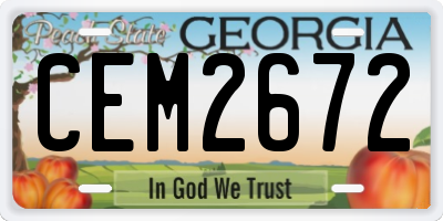 GA license plate CEM2672
