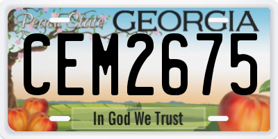 GA license plate CEM2675