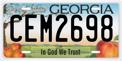 GA license plate CEM2698