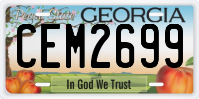 GA license plate CEM2699