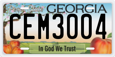 GA license plate CEM3004