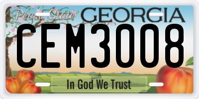 GA license plate CEM3008