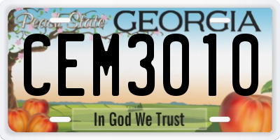 GA license plate CEM3010