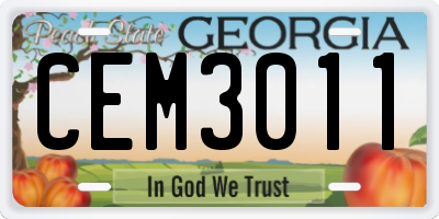 GA license plate CEM3011