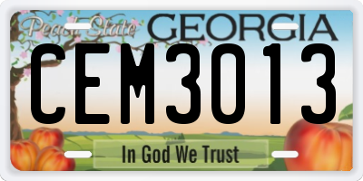 GA license plate CEM3013