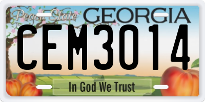GA license plate CEM3014